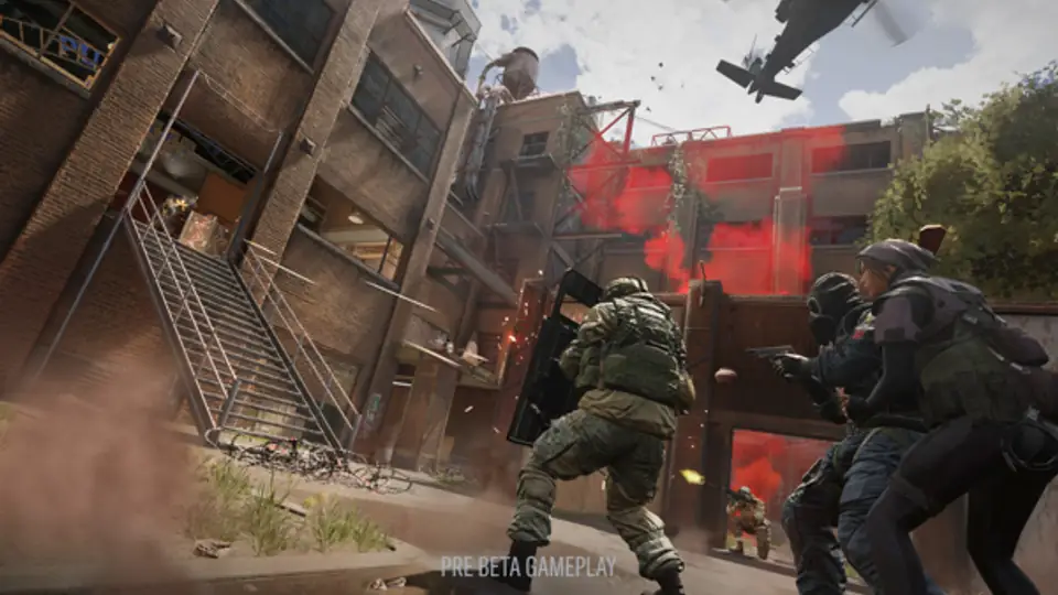 Rainbow Six Siege tactical FPS gameplay showing operator breach mechanics